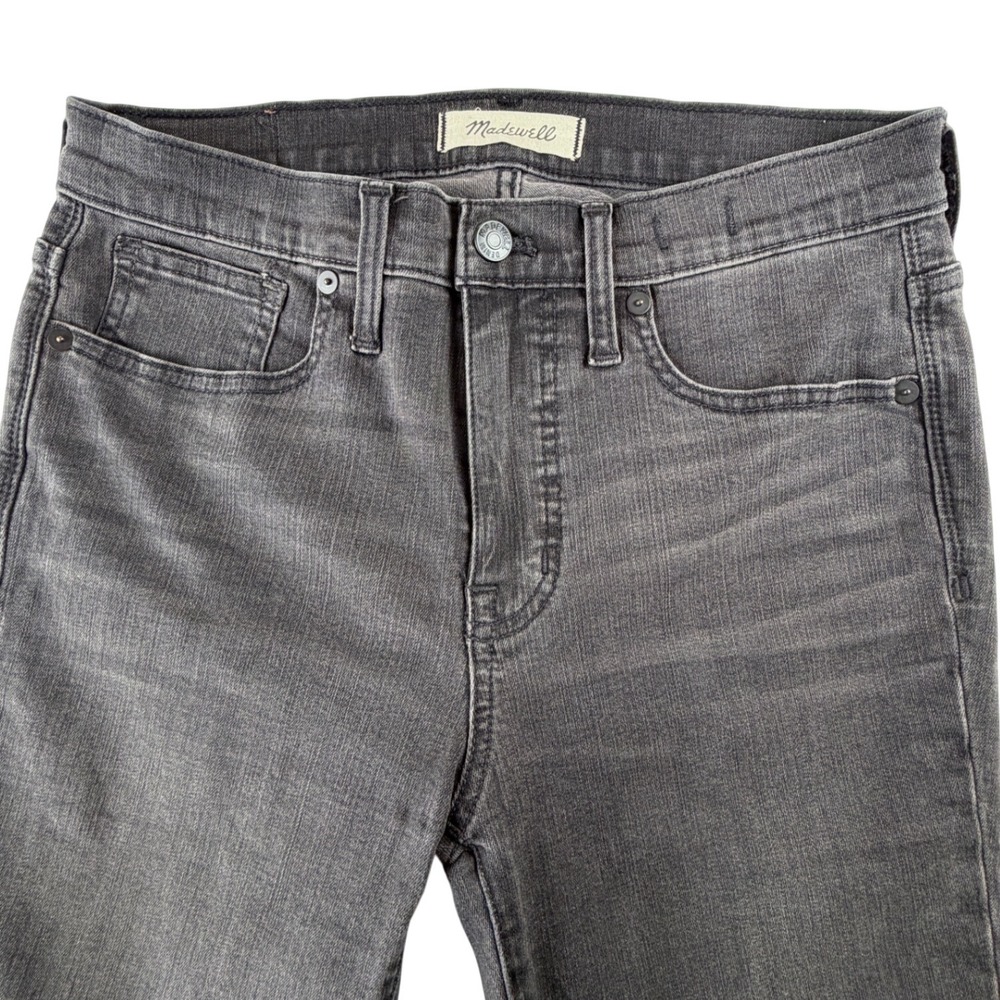 Madewell 9" High-Rise Skinny Jeans Distressed Raw Hem Faded Black Grey‎ Size 28